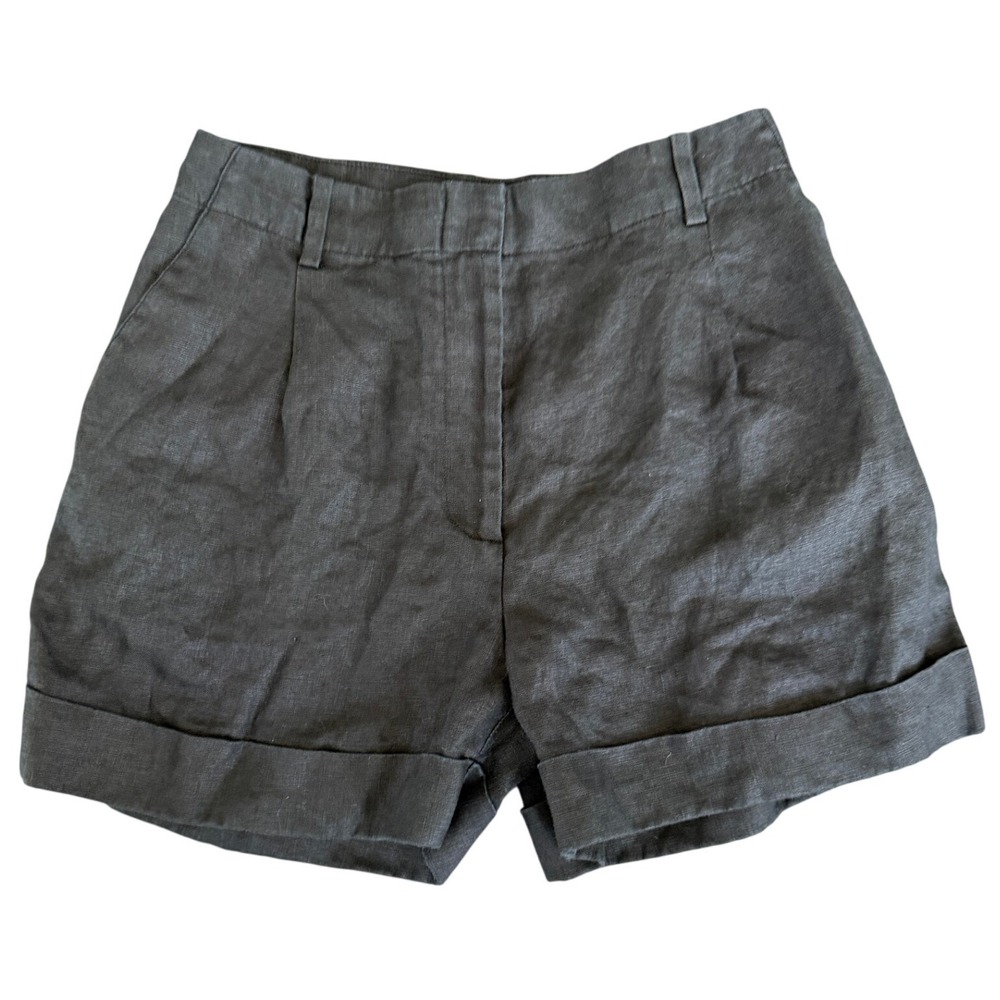 & Other Stories Dark Gray High-Waist Linen Blend Shorts